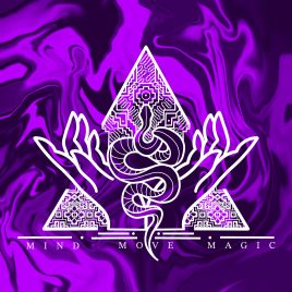 Violet fire background with Mind Move Magic logo to represent the Crown Chakra artwork @iamebboss