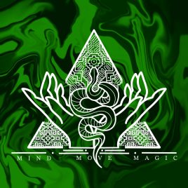 Green fire background with Mind Move MAgic logo to represent the Heart Chakra artwork @iamebboss